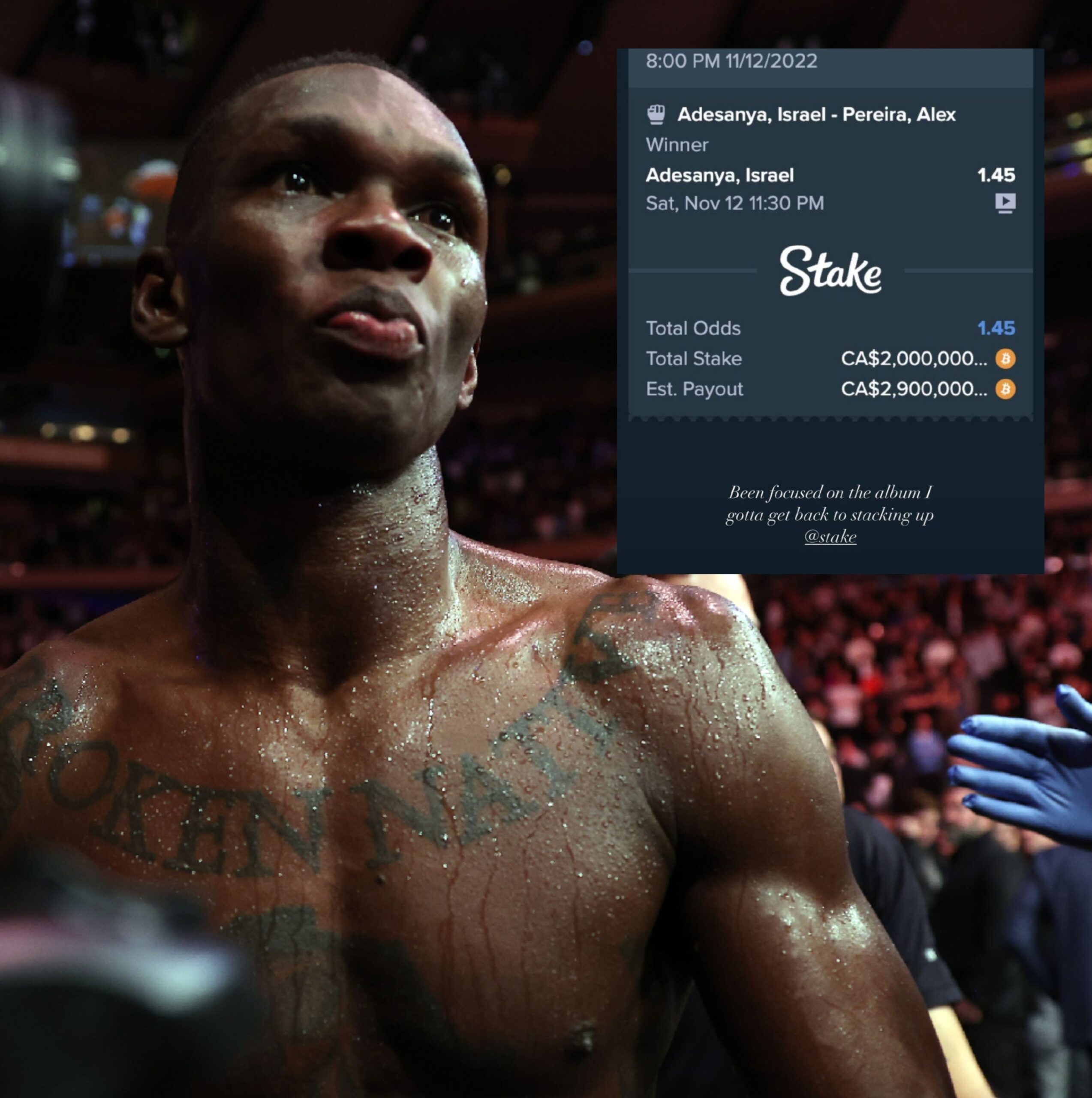 Drake lost $2 million on Israel Adesanya vs. Alex Pereira bout at UFC 281 -  DraftKings Network