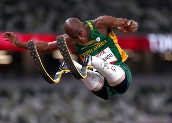Ntando Mahlangu of Team South Africa competes in the Men’s Long Jump - T63 Final on day 4 of the Tokyo 2020 Paralympic Games at Olympic Stadium on August 28, 2021 in Tokyo, Japan.