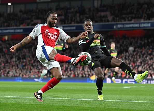 UCL: Sterling provides two assists as Arsenal ease past PSV into last eight