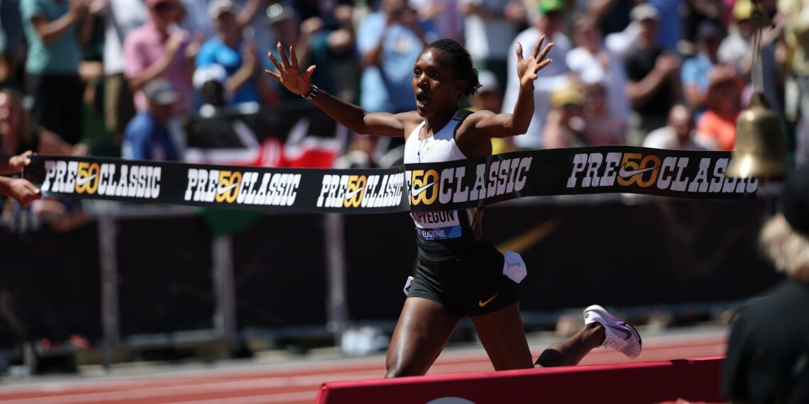 Kipyegon sets new 1500m world record as Tebogo claims winning return at Prefontaine
